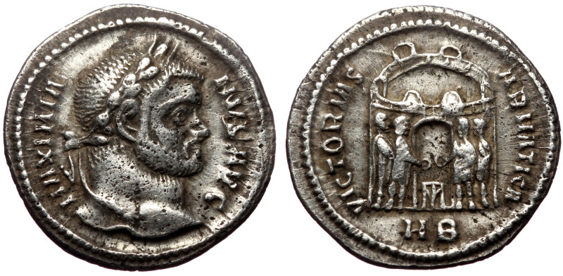 Maximianus (286-305). AR, Argenteus. (Silver, 3.16 g. 19 mm.) Heraclea. Maximian...