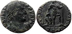 Valens (364-378) AE Follis (Bronze, 2.16g, 16mm) Thessalonica, 364;