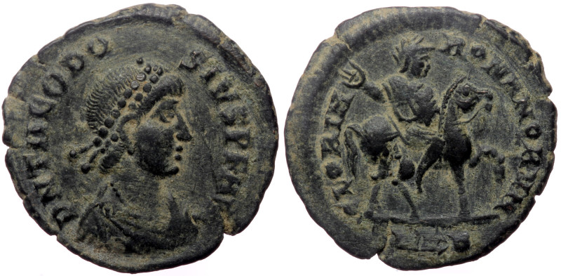 Theodosius I (379-395). AE, Follis. (Bronze, 1.72 g. 16 mm.) Uncertain mint. The...