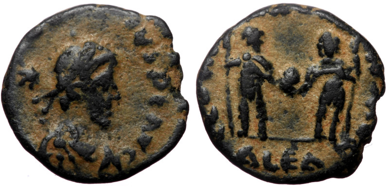 Theodosius II (408-423). AE. (Bronze, 1.71 g. 8 mm.) Alexandria. Theodosius II (...