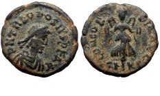 Theodosius II AE (Bronze, 0.84g, 13mm) Cyzicus. 425-435.