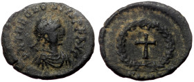 Theodosius II, AE, Nummus. (Bronze, 0.91 g. 14 mm.) Nicomedia? 402-450 AD.