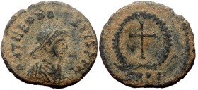 Theodosius II, AE, Nummus. (Bronze, 0.99 g. 14 mm.) Cyzicus. 402-450 AD.