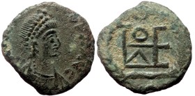 Theodosius II (408-450) AE Nummus (Bronze, 1.05 g. 13 mm.) Uncertain mint. 402-450 AD.