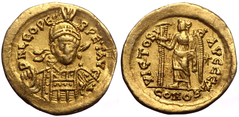 Leo I, AV, Solidus. (Gold, 4.39 g. 20 mm.) Constantinople. 457-474 AD. Leo I, AV...
