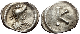 Anonymous, time of Justinian I, AR, Half Siliqua. (Silver, 0.90 g. 17 mm. Constantinople. 527-565 AD