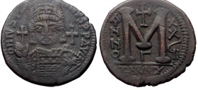 Justinian I, AE, Follis (Bronze, 18.32 g. 33 mm.) Theoupolis (Antioch). 527-565 AD.