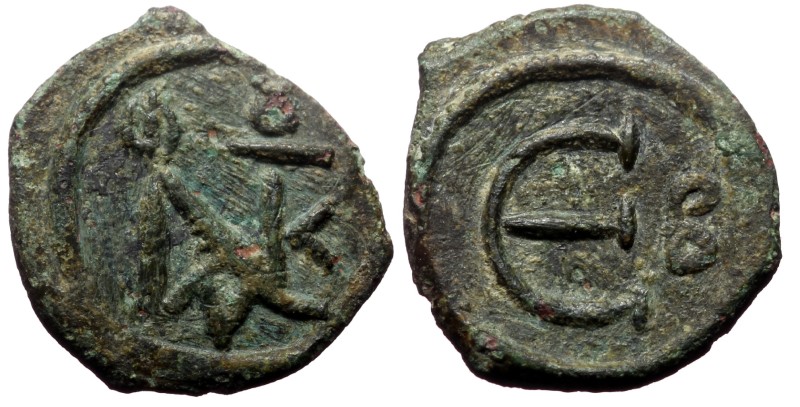 Justin II, AE, Pentanummium, (Bronze, 1.65 g. 11 mm.) Constantinople (?). 565-57...
