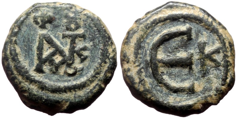 Justin II, AE, Pentanummium, (Bronze, 2.58 g. 13 mm.) Constantinople (?). 565-57...