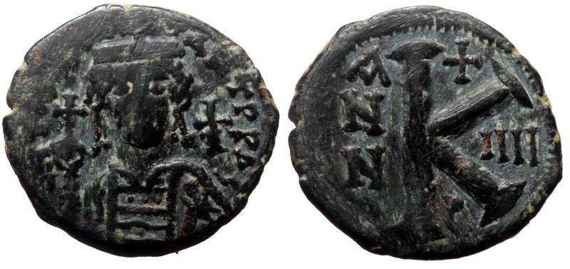 Tiberius II Constantine, AE, Half Follis (Bronze, 6.78 g. 24 mm.) Theoupolis (An...
