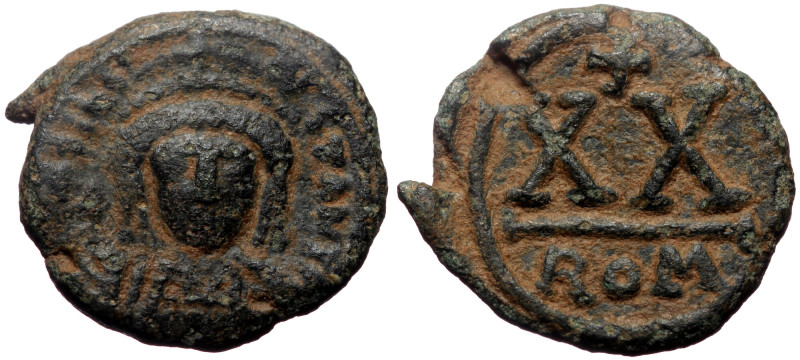 Tiberius II Constantine, AE, Half Follis (Bronze, 4.86 g. 18 mm.) Rome, 578-582 ...
