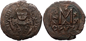 Maurice Tiberius AE, Follis. (Bronze, 12.08 g. 32 mm.) Cyzicus. 582-602 AD.