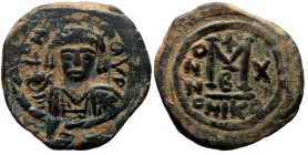 Maurice Tiberius (?), AE, Follis (Bronze, 11.91 g. 28 mm.) Nicomedia. 582-602 AD.