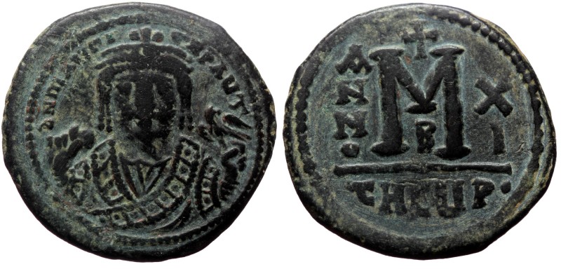 Maurice Tiberius, AE, Follis, (Bronze, 11.73 g. 29 mm.) Theoupolis (Antioch) 582...