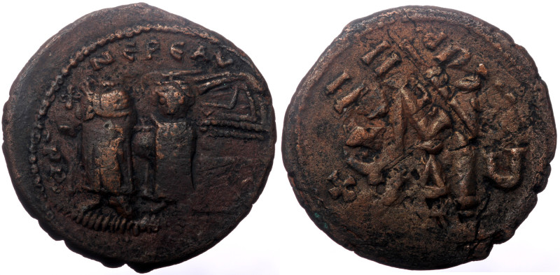 Phocas and Leontia, AE, Follis (Bronze, 10.41 g. 27 mm.) Uncertain mint. 602-610...