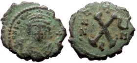Phocas, AE, Decanummium (Bronze, 1.94 g. 16 mm.) Theoupolis (Antioch). 602-610 AD.