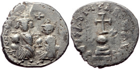 HERACLIUS and HERACLIUS CONSTANTINE. AR, Hexagram. (Silver, 6.49 g. 21 mm) Constantinople, 615-638 AD.