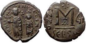 Heraclius and Heraclius Constantine, AE Follis (Bronze, 11.21 g. 29 mm.) Seleucia Isauriae. 610-641 AD.