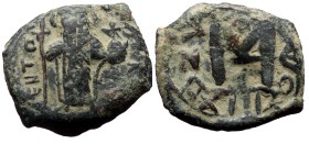 Constans II, AE, Follis. (Bronze, 4.31 g. 19 mm.) Uncertain Mint. 641-668 AD.