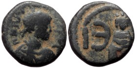 Justin I, AE, Pentanummium (Bronze, 1.81 g. 12 mm.) Antioch. 518-527 AD.