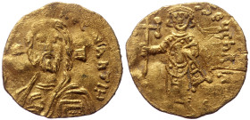 Justinian II. AV, Solidus. (Gold, 1.37 g. 14 mm.) Constantinople. 685-695 AD.