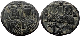 Leo IV the Khazar with Constantine VI, AE, Follis. (Bronze, 4.93 g. 24 mm.) Constantinople. 775-780 AD.