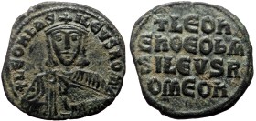 Leo VI the Wise, AE, Follis. (Bronze, 6.04 g. 25 mm.) Constantinople. 886-912 AD.