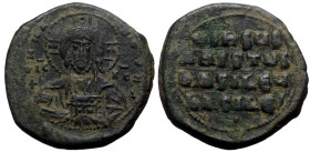 Anonymous. Class A2. Basil II and Constantine VIII, AE, Follis. (Bronze, 17.34 g. 30 mm.) Constantinopole. Anonymous. Cl