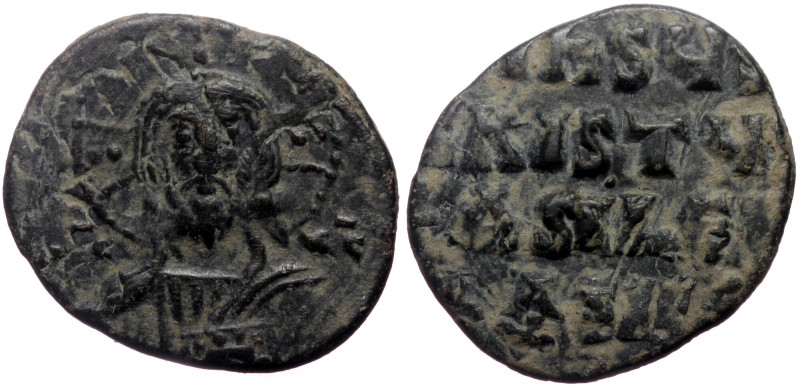 Anonymous. Class A2. Basil II and Constantine VIII, AE, Follis. (Bronze, 4.12 g....