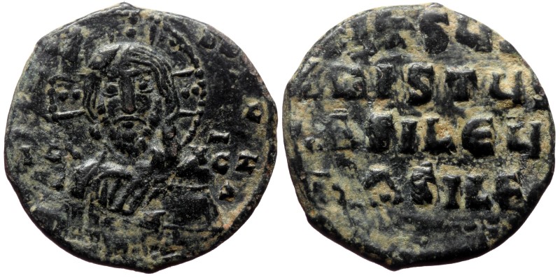 Anonymous. Class A2. Basil II and Constantine VIII, AE, Follis. (Bronze, 5.09 g....