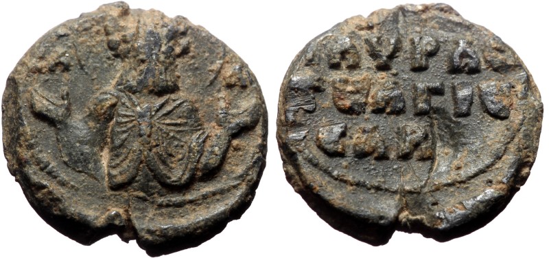 Byzantine Lead Seal (Lead, 9.57 g. 21 mm.) the laura of St. Sabas (11th-12th cen...