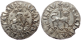 Levon II. AR, 1 Tram, (Silver, 2.56 g. 22 mm.) Cilician Armenian. Ayas. 1270-1289 AD.