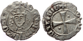 Levon V, AR, 1 Denier, (Silver, 0.53 g. 16 mm.) Cilician Armenian. 1374-1375 AD.