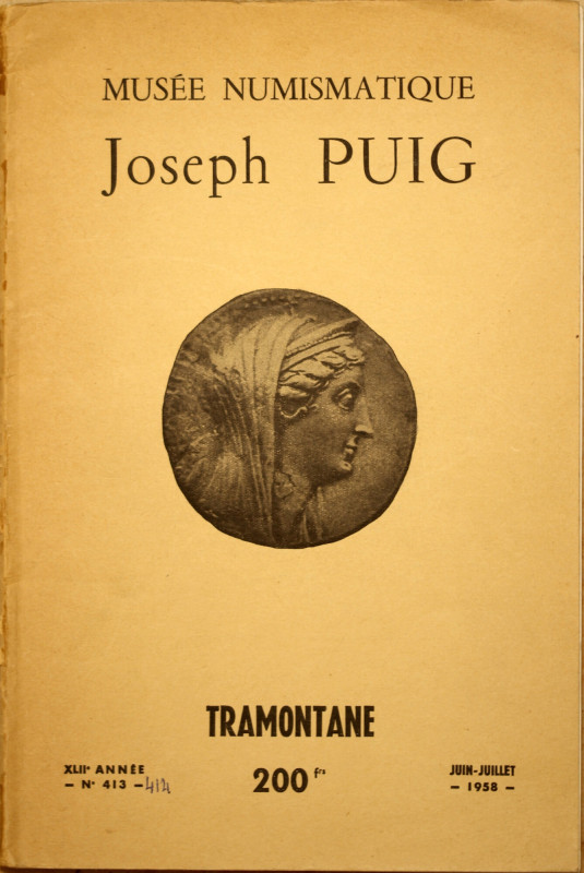 Musee Numismatique, Joseph Puig, Juin-Juillet 1958, no 413-414 Musee Numismatiqu...