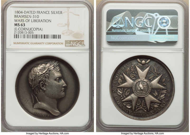 Napoleon I silver "Wars of Liberation" Medal 1804-Dated MS63 NGC, Bramson-310, J...