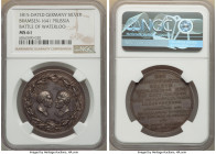 Prussia. Friedrich Wilhelm III silver "Battle of Waterloo" Medal 1815-Dated MS61 NGC, Bramsen-1641, Julius-3342, Eimer-1073, 36.7mm. By G. Götze and D...