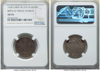 Charles I silver "Birth of Prince Charles" Medal 1630 AU55 NGC, Eimer-116, MI-254-35. 29mm. By Nicolas Briot. Obv. Cruciform shields, rays in angles. ...