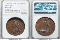 Anne bronze "Mons Taken" Medal 1709 MS63 Brown NGC, MI-362-202, Eimer-440. 40mm. By J. Croker and Samuel Bull. Obv. Draped, left-facing bust of Queen ...