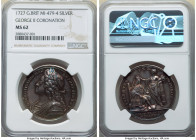 George II silver "Coronation" Medal 1727 MS62 NGC, Eimer-510, MI-479-4. 34mm. By J. Croker. Electric teal and seafoam punctuate the portrait while pea...