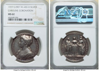 Caroline silver "Coronation" Medal 1727 MS62 NGC, Eimer-512, MI-480-8. 35mm. By J. Croker. Obv. Diademed and draped bust left. Rev. Queen standing wit...