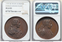 George II bronze "Charles Edward Stuart" Medal ND (1737-1740) MS64 Brown NGC, MI-493-35, Eimer-544a. 45mm. By Ottone Hameri. Obv. laureate and armored...