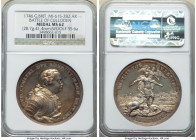George II silver "Battle of Culloden" Medal 1746 MS62 NGC, MI-615-282, Woolf-55:6a. 41.4mm, 28.7gm. By M. Holtzhey. Obv. Bust of Cumberland right. Rev...