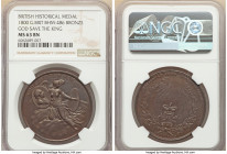 George III bronze "God Save the King" Medal 1800 MS63 Brown NGC, BHM-486. 38mm. By P. Kempson. Obv. Angel kneeling left, head right, holding shield an...