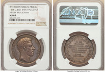 George III silver "Henry Brougham" Medal 1818 MS64 NGC, BHM-970, Eimer-1106. 36mm. By G. Mills. Obv. Bust right. Rev. Eight lines text within wreath. ...