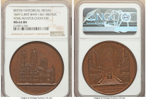 George IV bronze "York Minster Choir Fire" Medal 1829 MS64 Brown NGC, BHM-1361. 45mm. By Barber, Cattle & North. Obv. Front elevation of Minster. Rev....