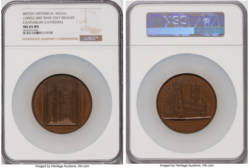 Victoria bronze "Canterbury Cathedral" Medal ND (1850) MS65 Brown NGC, BHM-2367....