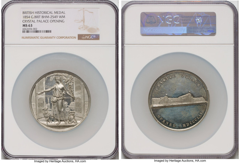 Victoria white metal "Crystal Palace Opening" Medal 1854 MS63 NGC, BHM-2549, Eim...