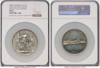 Victoria white metal "Crystal Palace Opening" Medal 1854 MS63 NGC, BHM-2549, Eimer-1487. 41mm. By J. Pinches. Obv. Female figure standing, holding cad...