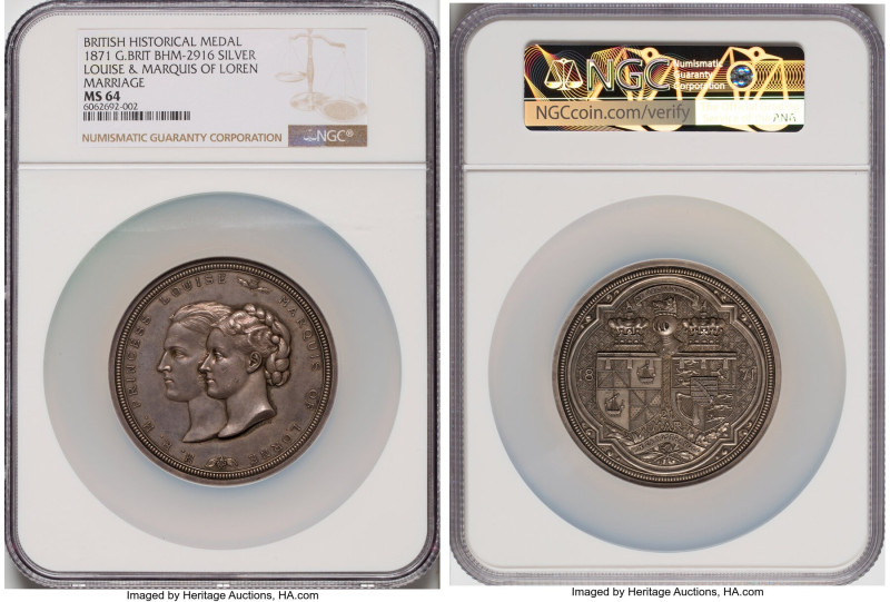 Victoria silver "Marquis of Lorne & Louise Marriage" Medal 1871 MS64 NGC, BHM-29...