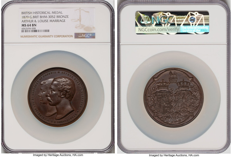 Victoria bronze "Arthur & Louise Marriage" Medal 1879 MS64 Brown NGC, BHM-3052, ...